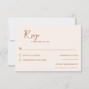 Minimalist Sienna Orangehandwritten Script wedding RSVP Card