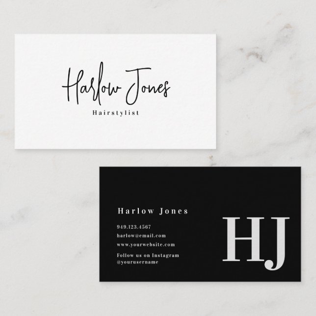 Minimalist Signature Black and White Business Card (Front/Back)