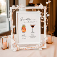 Minimalist Signature Drinks Wedding Sign Bar Sign