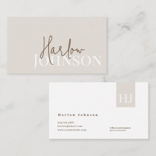 Minimalist Signature Earth Tones & Beige Business Card