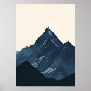 Minimalist Silhouette Painting Mountain Poster