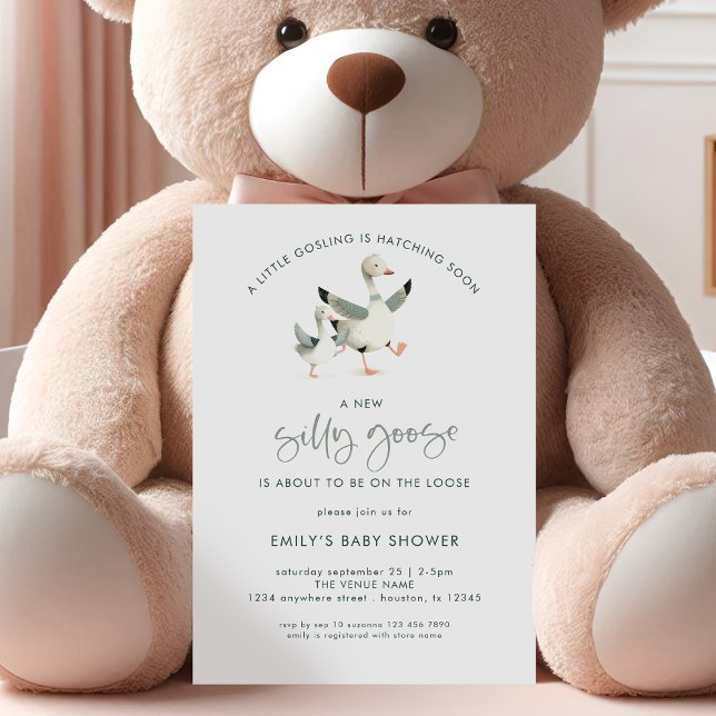 Minimalist Silly Goose Baby Shower Invitation (Creator Uploaded)