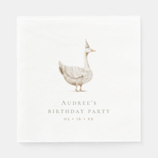 Minimalist Silly Goose Birthday Party Napkin