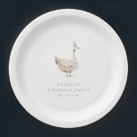 Minimalist Silly Goose Birthday Party Paper Plate<br><div class="desc">Minimalist Silly Goose birthday party paper plates,  with a watercolor illustration of a goose wearing a party hat. Personalise with name and party date.</div>