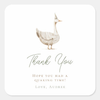 Minimalist Silly Goose Birthday Thank You Square Sticker