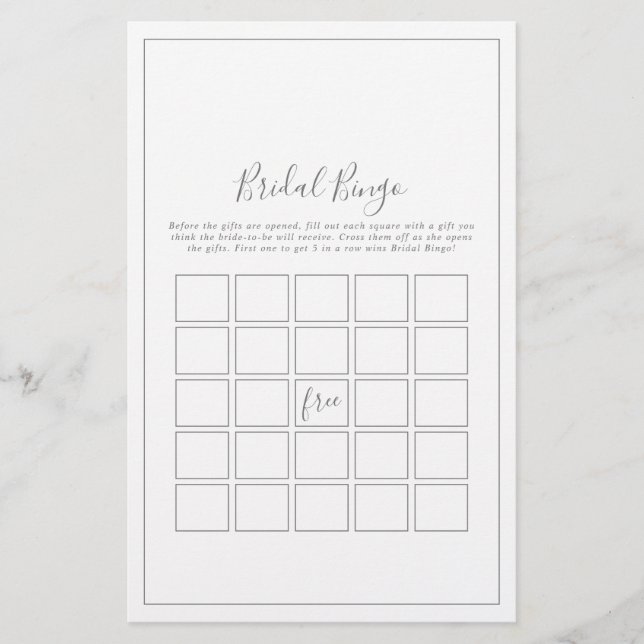 Minimalist Silver Bridal Bingo Game Flyer (Front)