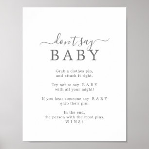 Minimalist Silver Don't Say Baby Game Sign