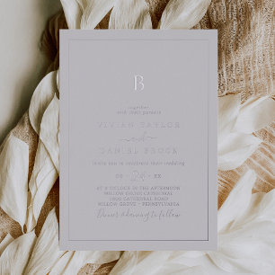 Minimalist Silver Foil Grey Monogram Wedding