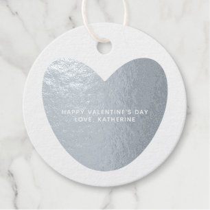 Minimalist silver heart custom Valentine's Day Favour Tags