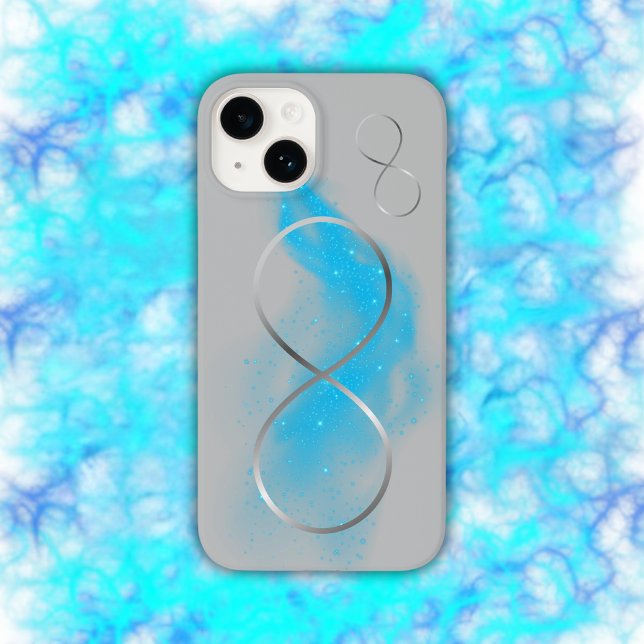 Minimalist Silver Infinity Sign and Teal Glow | Case-Mate iPhone Case (Creator Uploaded)