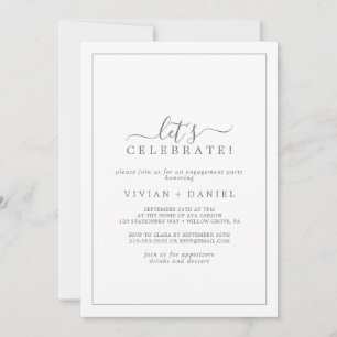 Minimalist Silver Let's Celebrate Invitation