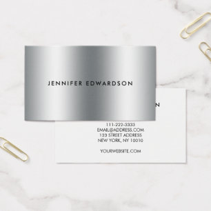 Minimalist silver metal professional business card