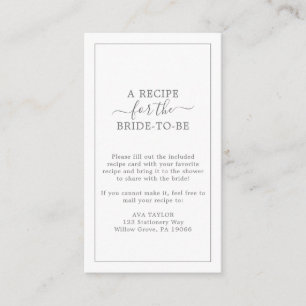Minimalist Silver Recipe Request Enclosure Card
