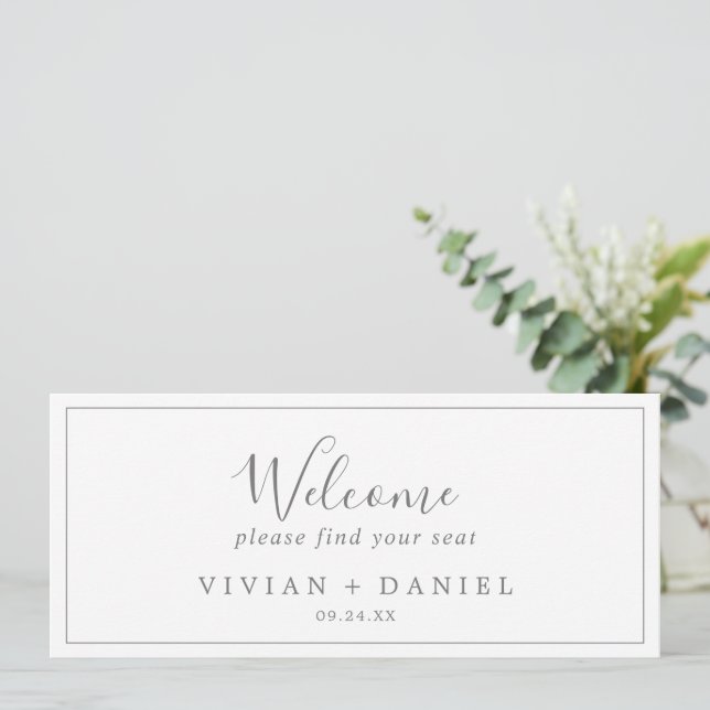 Minimalist Silver Seating Chart Welcome Header (Standing Front)