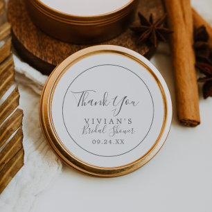 Minimalist Silver Thank You Bridal Shower Favour Classic Round Sticker