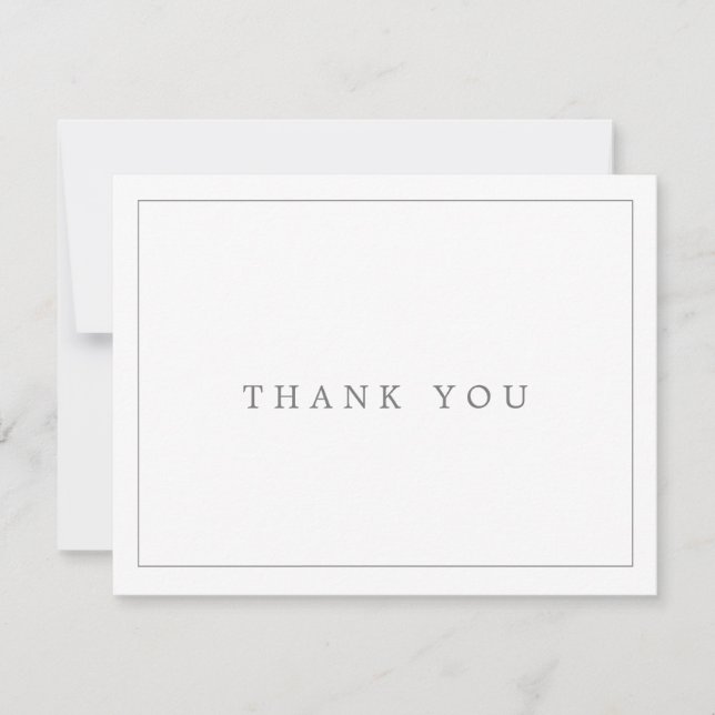 Minimalist Silver Typography Thank You Card (Front)