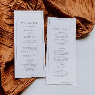 Minimalist Silver Typography Wedding Program
