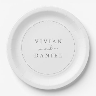 Minimalist Silver Wedding Cake Paper Plate