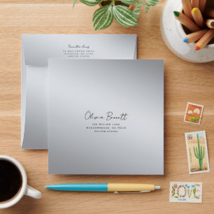 Minimalist Silver Wedding Envelope
