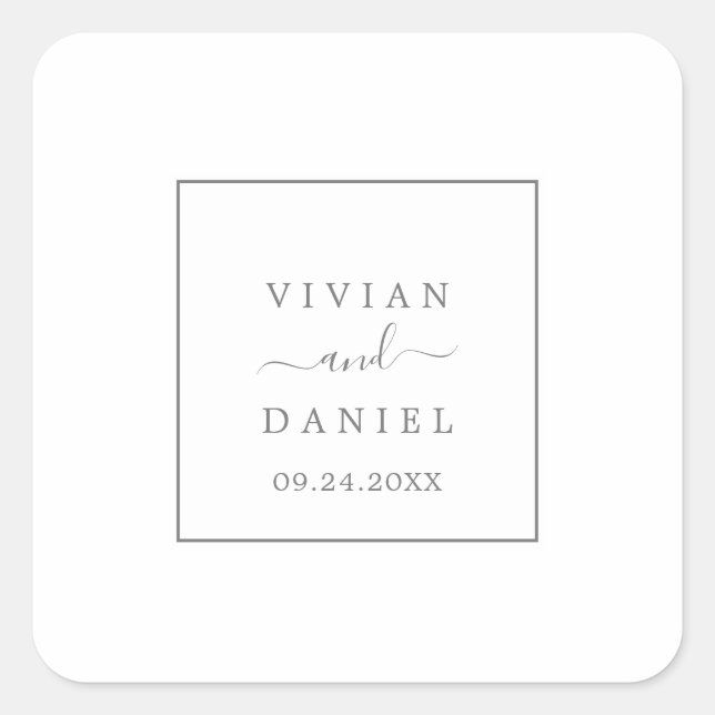 Minimalist Silver Wedding Envelope Seals (Front)