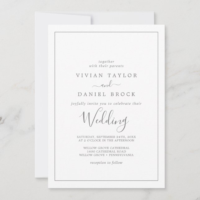 Minimalist Silver Wedding Invitation (Front)