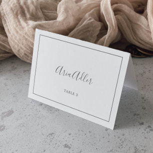 Minimalist Silver Wedding Place Cards