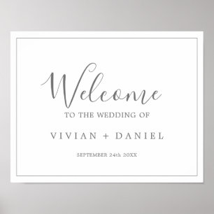 Minimalist Silver Wedding Welcome Poster