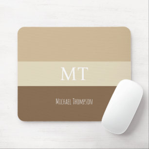 Minimalist simple and stylish monogram name brown mouse pad