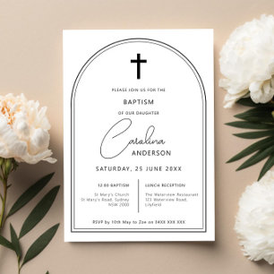 Minimalist simple arch baptism invitation