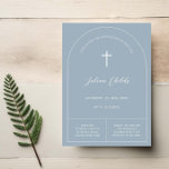 Minimalist simple arch blue baptism christening invitation<br><div class="desc">Inivite your guest to your event with this minimalist and simple baptism invitation card,  features simple text with an arch on blue background. For more advanced customisation of this design,  e.g. changing layout,  font or text size please click the "CUSTOMIZE" button above. Please contact me for any questions!</div>