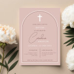 Minimalist simple arch pink baptism invitation<br><div class="desc">Inivite your guest to your event with this minimalist and simple baptism invitation card,  features simple arch and cross on pink background. For more advanced customisation of this design,  e.g. changing layout,  font or text size please click the "CUSTOMIZE" button above. Please contact me for any questions!</div>