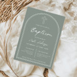 Minimalist simple arch sage baptism invitation<br><div class="desc">Inivite your guest to your event with this minimalist and simple baptism invitation card,  features simple arch and cross on sage background. For more advanced customisation of this design,  e.g. changing layout,  font or text size please click the "CUSTOMIZE" button above. Please contact me for any questions!</div>