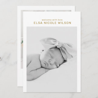 Minimalist Simple Baby Birth  Announcement Card