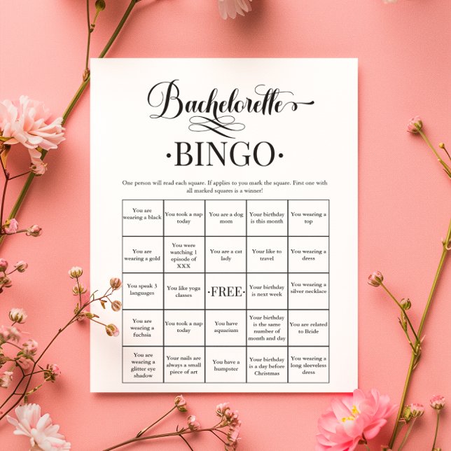 Minimalist Simple Bachelorette Bingo Game (Creator Uploaded)