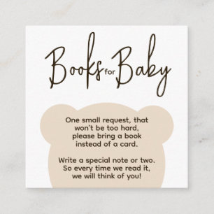 Minimalist simple bear Baby Shower Book request  Enclosure Card