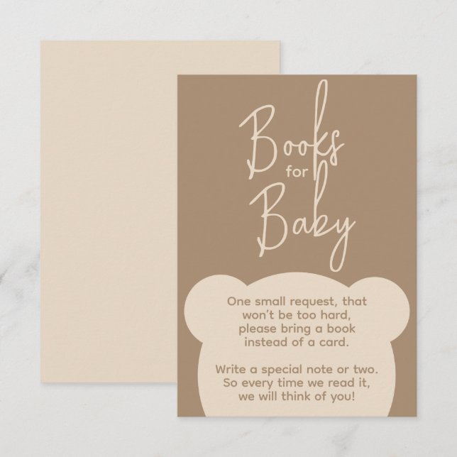 Minimalist simple bear Baby Shower Book request Enclosure Card (Front/Back)