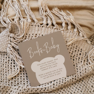Minimalist simple bear Baby Shower Book request Enclosure Card