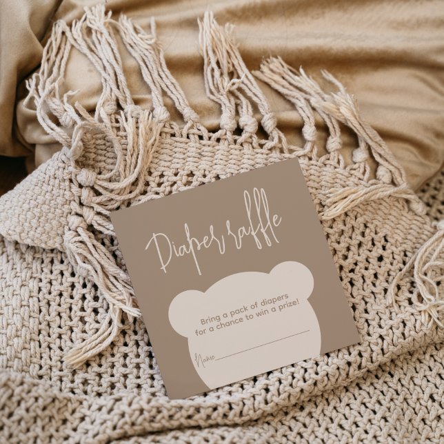 Minimalist simple bear Baby Shower diaper raffle Enclosure Card (Creator Uploaded)