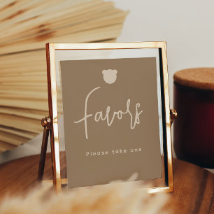 Minimalist simple Bear Baby Shower Favours Poster