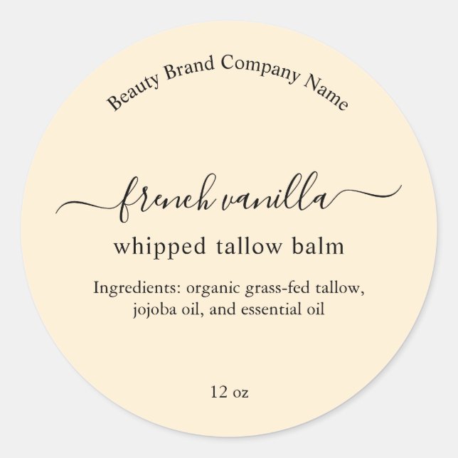 Minimalist Simple Beige Beauty Body Product Label (Front)