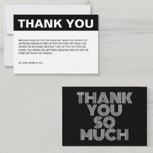 Minimalist Simple Black and White Thank You Card