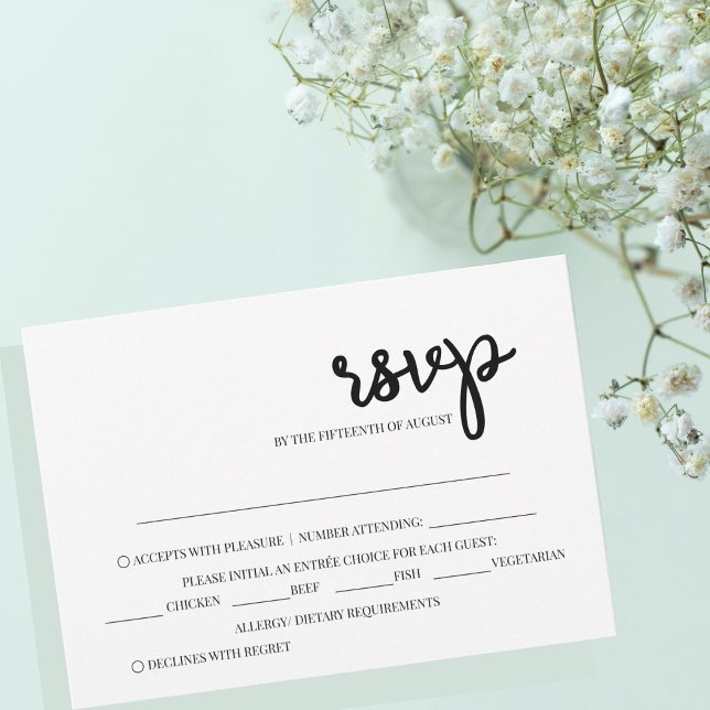 Minimalist Simple Black and White Wedding  RSVP Card (Creator Uploaded)