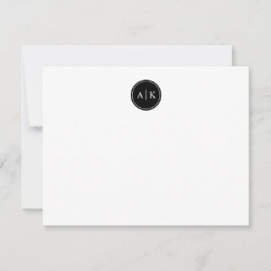 Minimalist Simple Black Circle Monogram Note Card