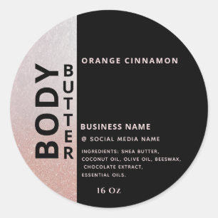Minimalist simple black rose gold body butter clas classic round sticker