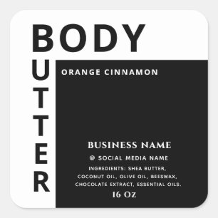 Minimalist simple black white body butter label