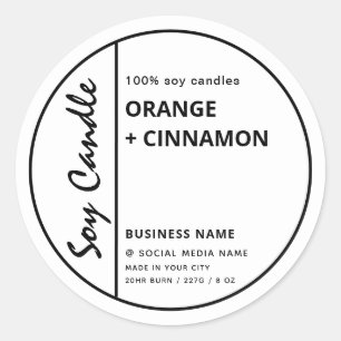 Minimalist simple black white border soy candle s classic round sticker