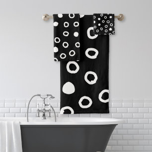 Minimalist simple Black & White Bubble Pattern Bath Towel Set