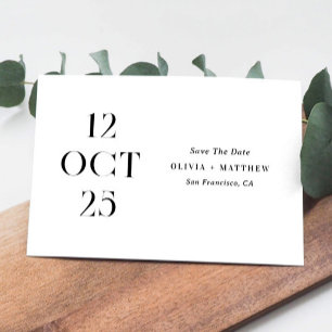 Minimalist Simple Black & White Photo Wedding Save The Date