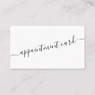 Minimalist Simple Black White Script Appointment Business Card