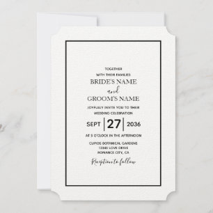 Minimalist Simple Black & White Wedding Invitation